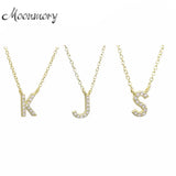 925 Silver Letter K J S Pendant Necklace Crystal