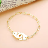 925 Silver Handcuff Link Bracelet for Women Gift