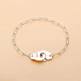 925 Silver Handcuff Link Bracelet for Women Gift