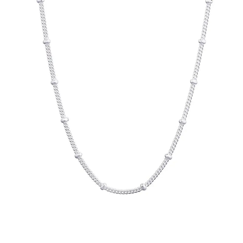 925 Silver Small Beads Snake Chain Necklace Punk Rock Long Link Collar