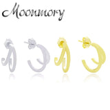 925 Silver Double Hook Stud Earring European Style Half Circle Jewelry