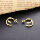 925 Silver Double Hook Stud Earring European Style Half Circle Jewelry