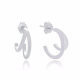 925 Silver Double Hook Stud Earring European Style Half Circle Jewelry