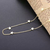 925 Silver Star Moon Pendant Necklace Romantic Dangle Chain Jewelry