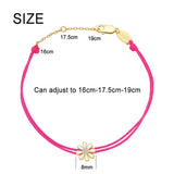 925 Silver Sunflower Hot Pink Ropes Bracelet for Mother's Gift