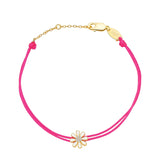 925 Silver Sunflower Hot Pink Ropes Bracelet for Mother's Gift