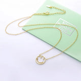 925 Silver U Horseshoes Smile Pendant Moon Necklace