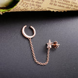 925 Silver Zircon Chain Pendant Earrings Romantic Tassel Ear Cuff