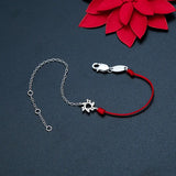 925 Silver Windmill Red Rope Bracelet Crystal Chain Jewelry Gift