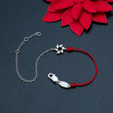 925 Silver Windmill Red Rope Bracelet Crystal Chain Jewelry Gift