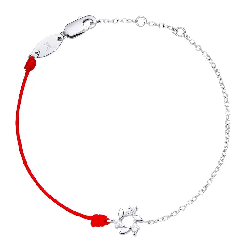 925 Silver Windmill Red Rope Bracelet Crystal Chain Jewelry Gift