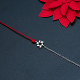 925 Silver Windmill Red Rope Bracelet Crystal Chain Jewelry Gift