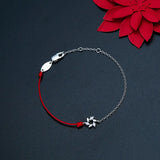 925 Silver Windmill Red Rope Bracelet Crystal Chain Jewelry Gift