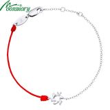 925 Silver Windmill Red Rope Bracelet Crystal Chain Jewelry Gift
