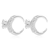 925 Silver Zircon Moon Stud Earring Xmas Party Letter C Jewelry