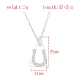 925 Silver Zircon Horseshoes Pendant Necklace for Women Wedding