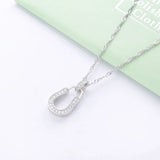 925 Silver Zircon Horseshoes Pendant Necklace for Women Wedding