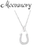 925 Silver Zircon Horseshoes Pendant Necklace for Women Wedding