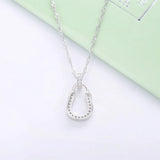 925 Silver Zircon Horseshoes Pendant Necklace for Women Wedding