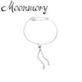 925 Silver Zircon Paper Clip Bracelet Adjustable for Women