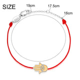 925 Silver Devil Eye Half Chain Bracelet Yellow Enamel Charm Red String