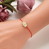 925 Silver Devil Eye Half Chain Bracelet Yellow Enamel Charm Red String