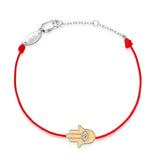 925 Silver Devil Eye Half Chain Bracelet Yellow Enamel Charm Red String