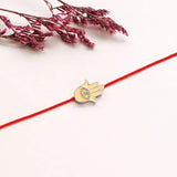 925 Silver Devil Eye Half Chain Bracelet Yellow Enamel Charm Red String