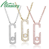 925 Silver Crystal Zircon Jewelry Quartz Pendant Necklace Chain