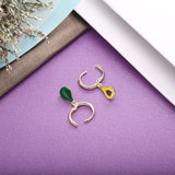 925 Sterling Silver Avocado Hoop Earrings Enamel Summer Fruit Collection