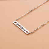 925 Silver Horizontal Bar Necklace with Zircon CZ Stones