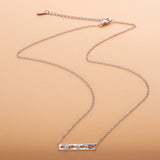 925 Silver Horizontal Bar Necklace with Zircon CZ Stones