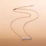 925 Silver Horizontal Bar Necklace with Zircon CZ Stones