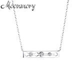 925 Silver Horizontal Bar Necklace with Zircon CZ Stones