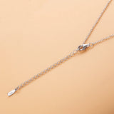 925 Silver Horizontal Bar Necklace with Zircon CZ Stones