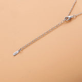 925 Silver Horizontal Bar Necklace with Zircon CZ Stones