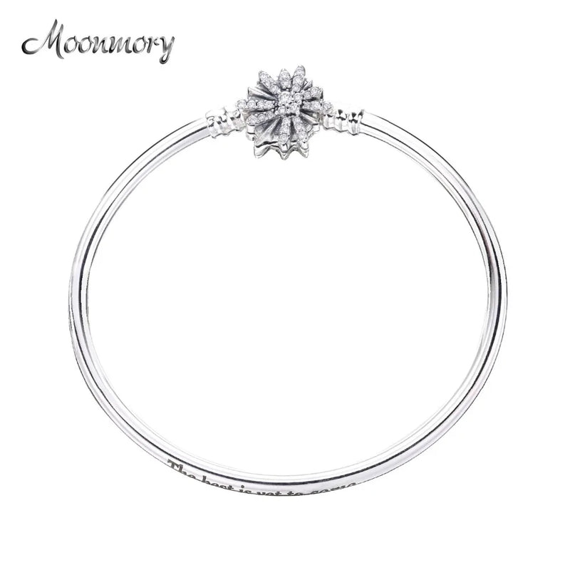 925 Silver Snowflake Clasp Bangle Firework Bracelet