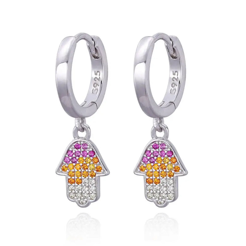 925 Silver Zircon Drop Earrings Evil Eye Hoop Jewelry