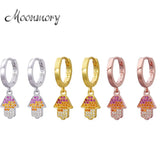 925 Silver Zircon Drop Earrings Evil Eye Hoop Jewelry