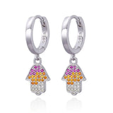 925 Silver Zircon Drop Earrings Evil Eye Hoop Jewelry