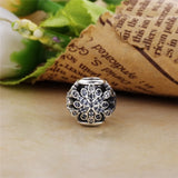 Crystalized Snowflakes Charm 925 Sterling Silver Bead With Clear Zircon
