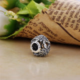 Crystalized Snowflakes Charm 925 Sterling Silver Bead With Clear Zircon