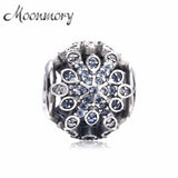 Crystalized Snowflakes Charm 925 Sterling Silver Bead With Clear Zircon