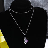 925 Silver Necklace Purple Zircon Pendant Water Drop