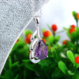 925 Silver Necklace Purple Zircon Pendant Water Drop