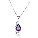 925 Silver Necklace Purple Zircon Pendant Water Drop