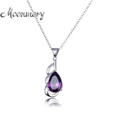 925 Silver Necklace Purple Zircon Pendant Water Drop