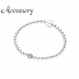925 Silver Beads & Pave Bracelet Women Essence Charms Christmas Gift