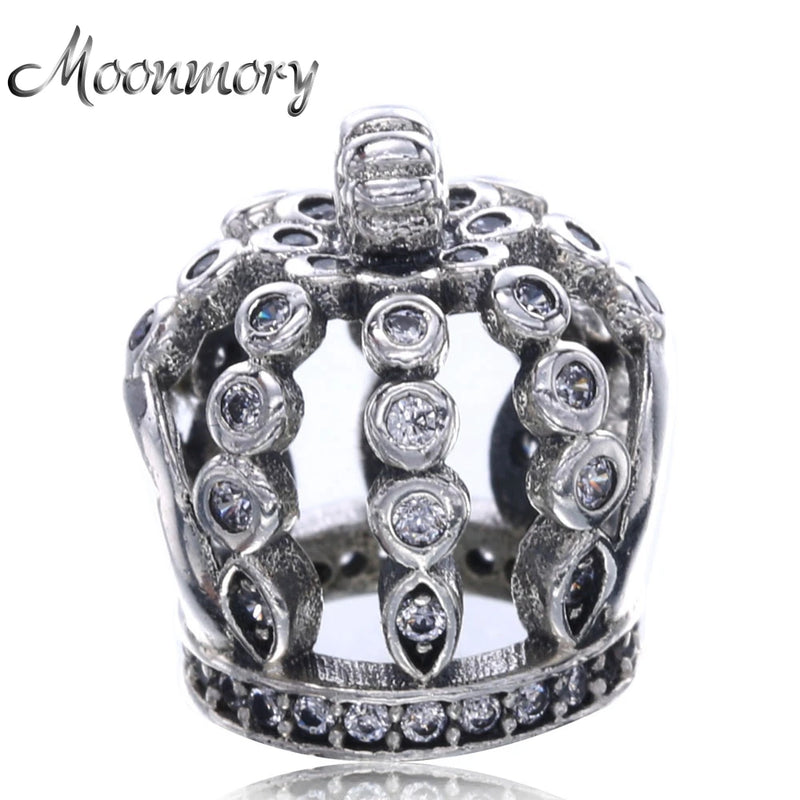 925 Sterling Silver Princess Crown Charm Bead for Bracelet DIY Jewelry