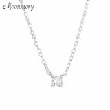 925 Silver Zircon CZ Charms Pendant Necklace For Women